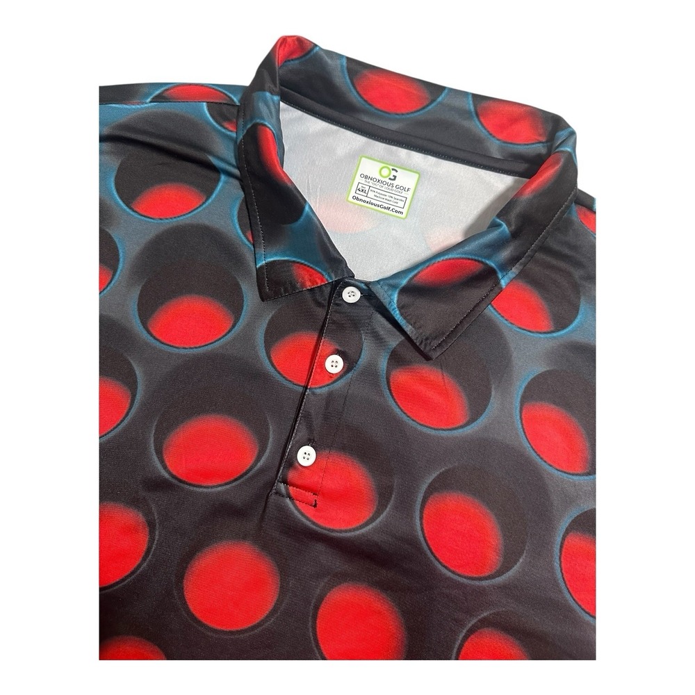 Obnoxious Golf Shirt‎ Mens Sz 4XL Black Red Dot Ball Stretch Performance Polo